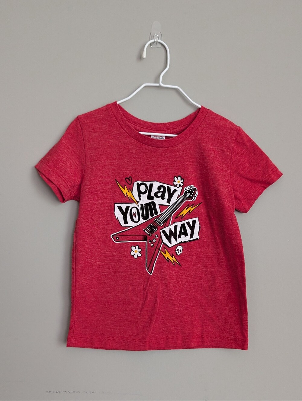 Charlie Hustle Red Play Your Way Red Guitar Graphic T‑Shirt Size 4